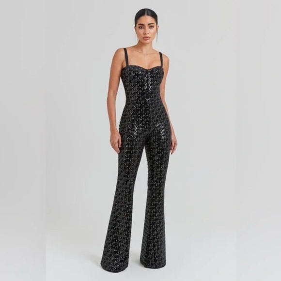 NWT Nadine Merabi Hailey Black Jumpsuit - Picture 3 of 11